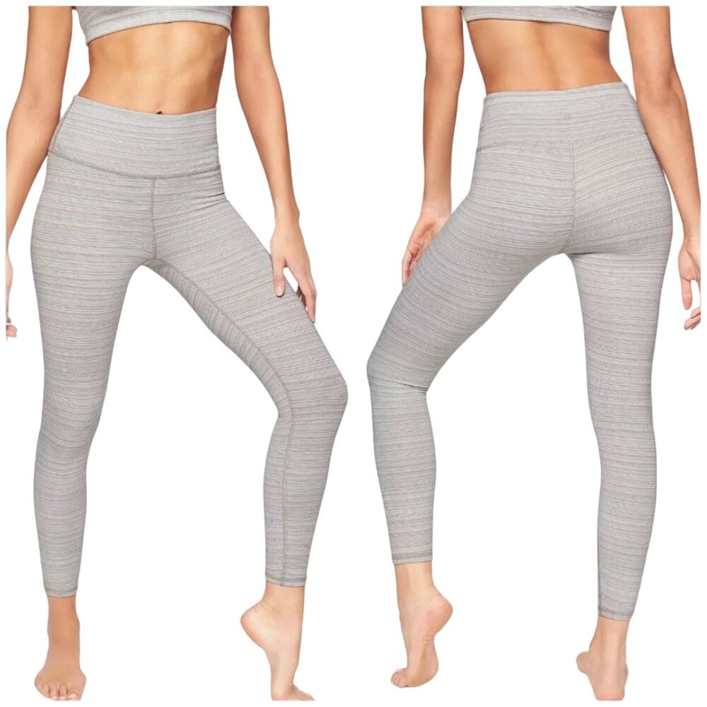 Athleta High Rise Jacquard Chaturanga 7/8 Tight Size XS EUC Cream Stripe Yoga
